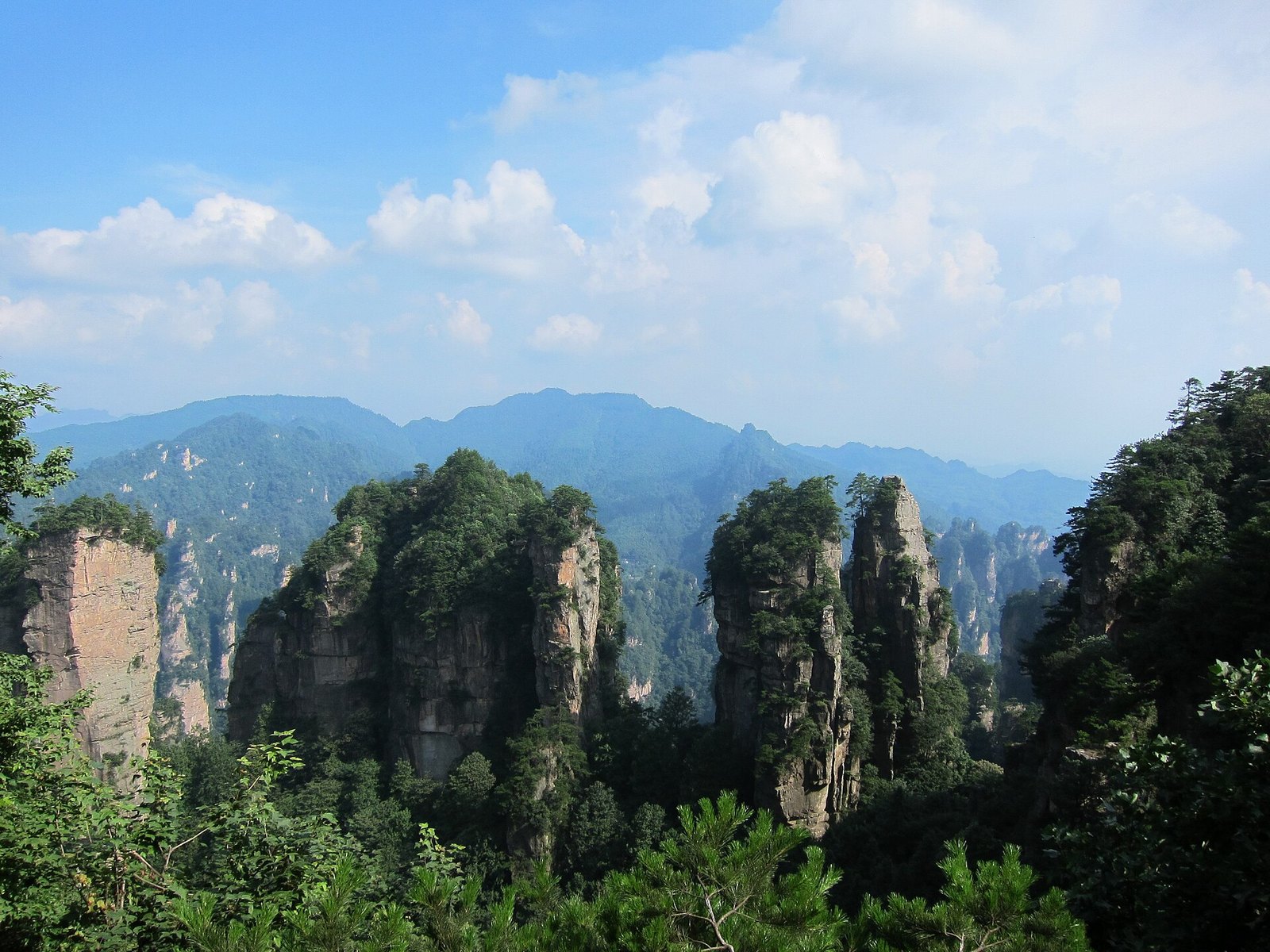 Stone pillars and mist in Zhangjiajie National Forest Park